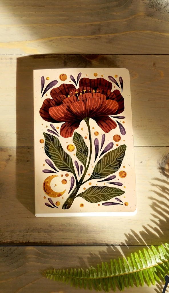 Denik Classic Layflat Notebook - Burgundy Bloom